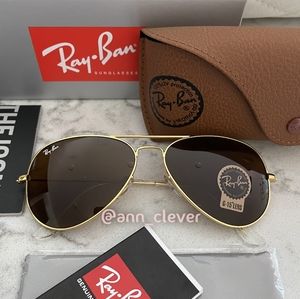 Ray-Ban Aviator Brown Lens /Gold Frame NEW RB3025 Standard and Large